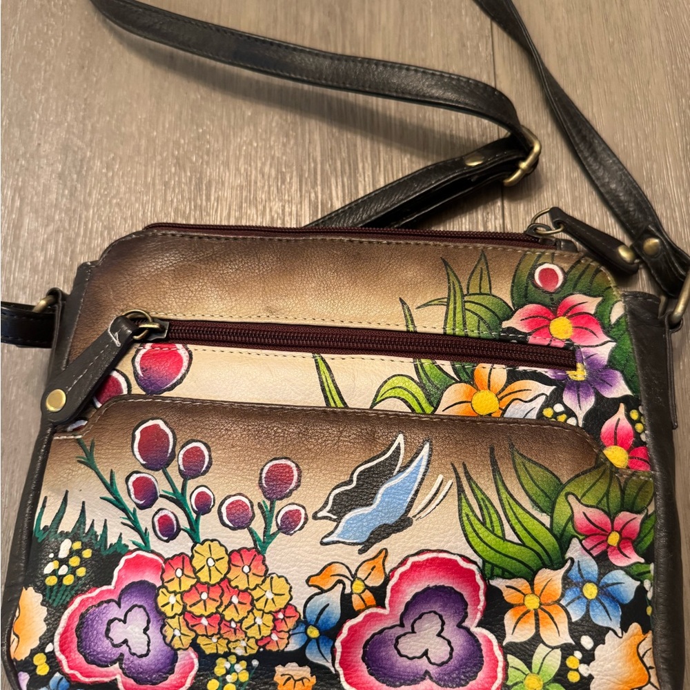 Floral Crossbody Bag with Black Strap